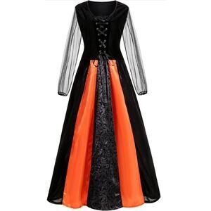 Women Wicked Witch Costume, Long Sorceress Classic Dress Size M